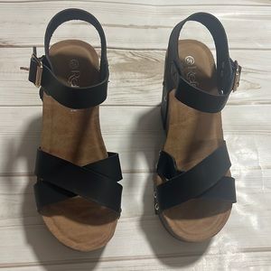 Refresh Black Sandal / Shoe Wedge